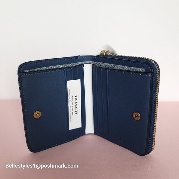 COACH Billfold Small Wallet in Denim -Deep Blue color ⭐ - Picture 12 of 16